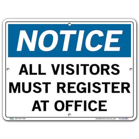 Vestil Aluminum Sign, 9-1/2" Height, 12-1/2" Width, Aluminum, Rectangle, English SI-N-26-B-AL-063